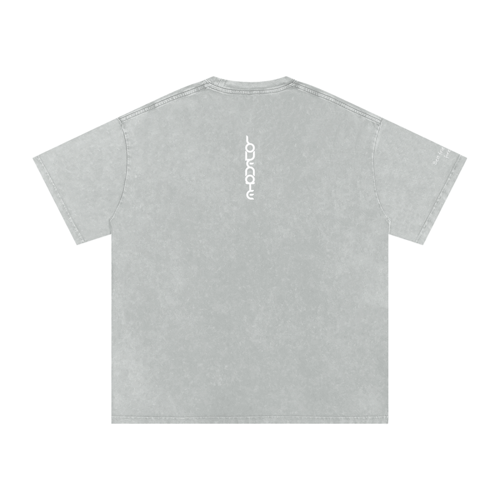 Smaller Notes - Best friend vibes forever - Snow Washed Oversized Cotton T-Shirt
